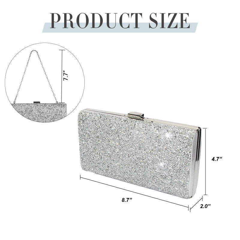 Covelin Women's Handbag Envelope Rhinestone Evening Clutch Bag Hot Silver - Image 2